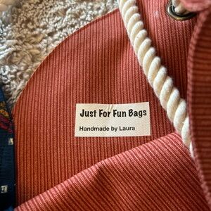 Just For Fun Bags Handmade by Laura - Coral Stripe Hobo Bag